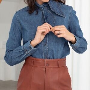 & Other Stories Denim Tie Shirt